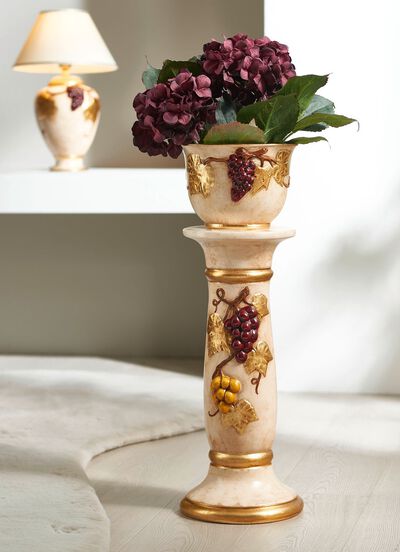 S&auml;ule mit &Uuml;bertopf mit Blattgoldauflage 