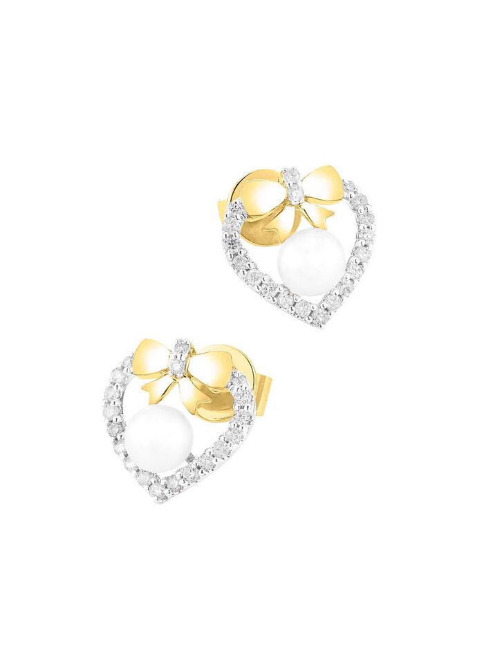 Ohrstecker mit 38 Brillanten und S&uuml;&szlig;wasser-Zuchtperlen 