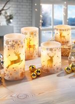 Batteriebetriebene LED-Echtwachskerzen, 4er-Set 