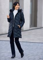 Kurzmantel mit abnehmbarem Kunstpelz-Besatz 