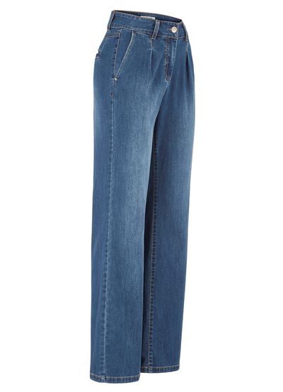 Jeans mit Bundfalten 