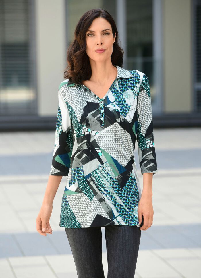 Poloshirt mit kurzer Schlingenknopfleiste 