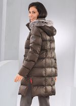 Daunen-Kurzmantel mit abnehmbarer Kapuze 