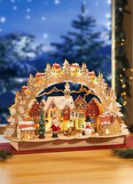 Batteriebetriebener Schwibbogen aus Holz 