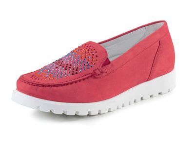 Waldl&auml;ufer Mokassin-Slipper mit bunten Glitzersteinchen besetzt 