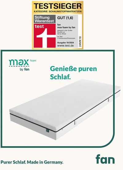 TESTSIEGER Mehrzonen-Matratze &bdquo;max foam by fan&ldquo; 