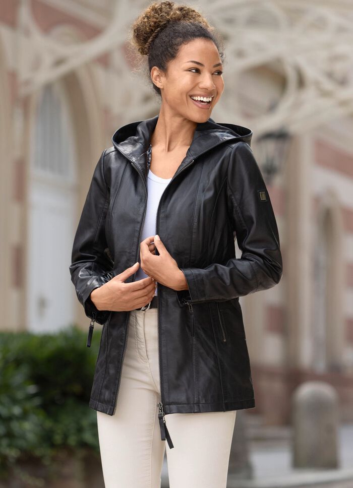 Lederjacke mit 2-Wege-Rei&szlig;verschluss 