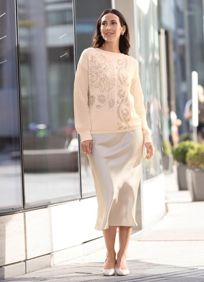 Pullover mit floraler Strasszier 