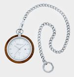 Taschenuhr mit Walnuss und Edelstahl Geh&auml;use 