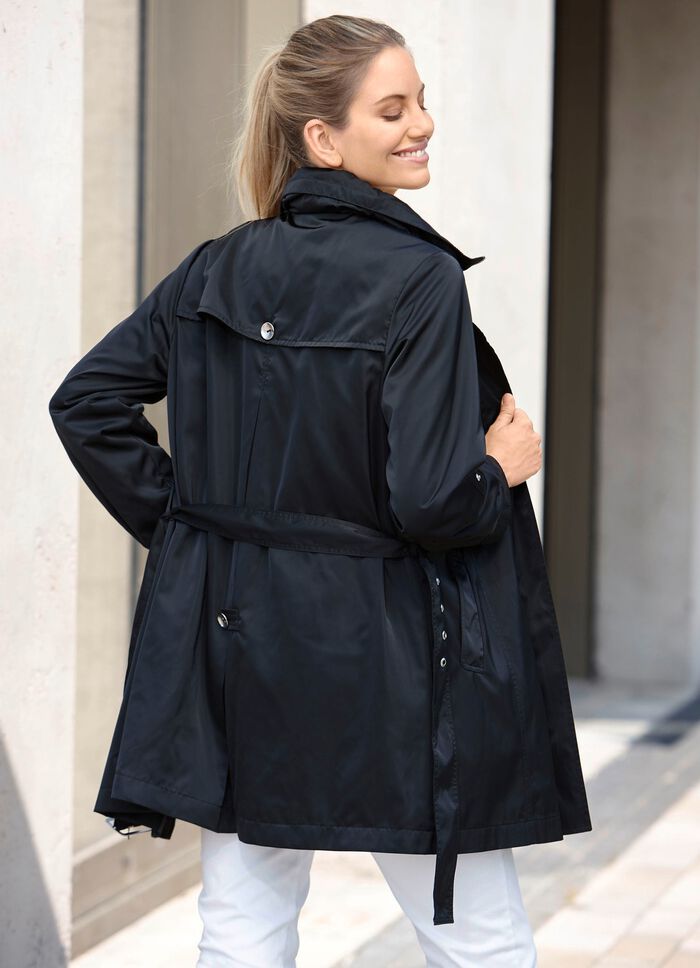 Longjacke mit G&uuml;rtel in Trench-Optik 