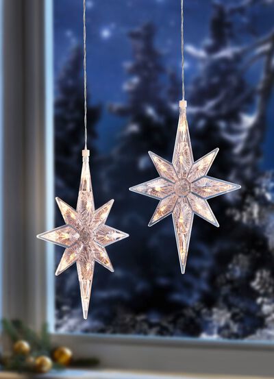 Beleuchteter Kristall-Stern, 2er-Set 
