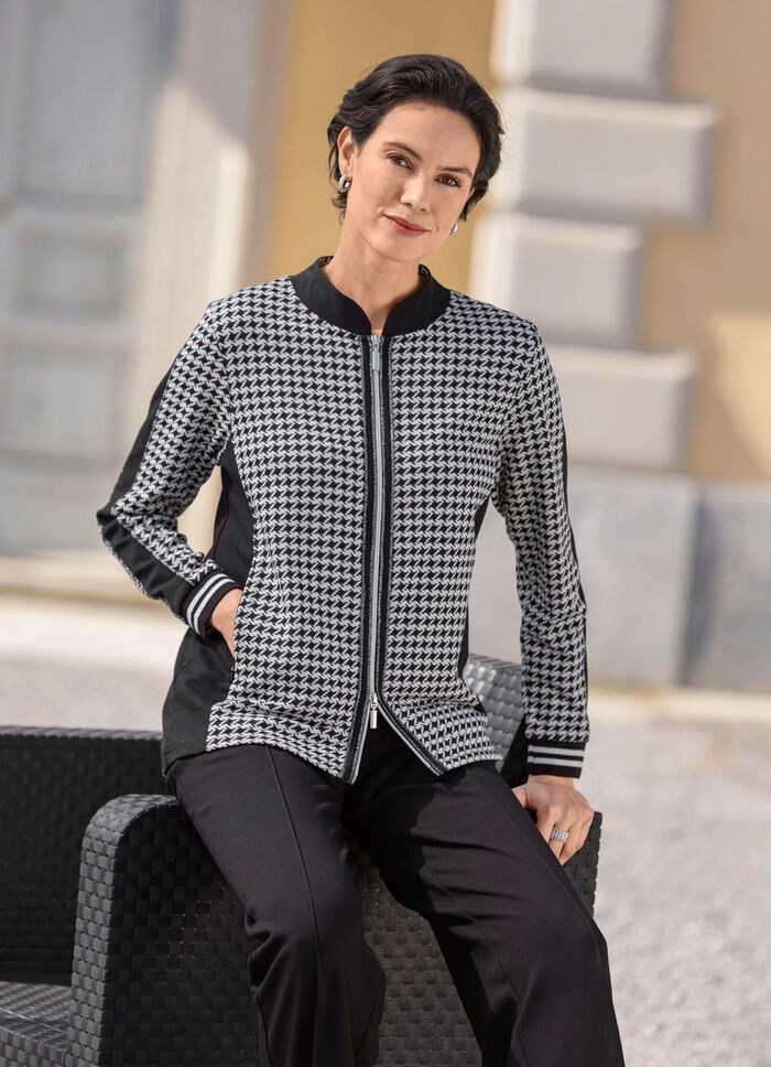 Jacke mit Hahnentritt-Dessin 