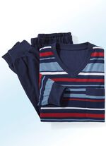 Zweierpack Schlafanz&uuml;ge mit V-Ausschnitt und B&uuml;ndchenabschl&uuml;ssen 