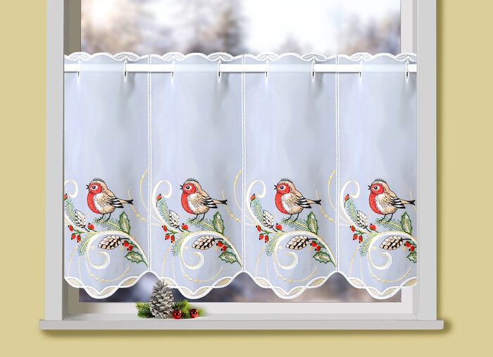 Kurzstore mit echter Plauener Stickerei und Stangendurchzug 