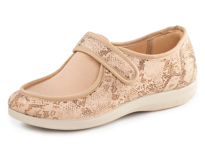 ELENA EDEN Hausschuh aus teilweise gl&auml;nzend bedrucktem Textilmaterial 