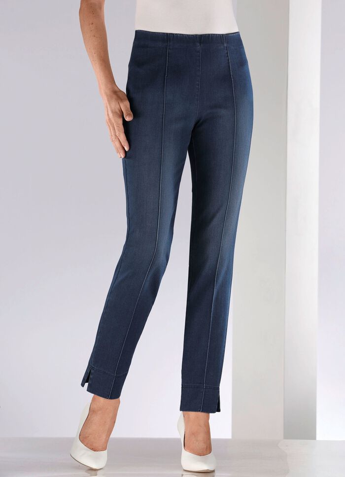 Jeans mit abgesteppten Biesen  