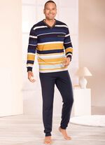 Schlafanzug mit V-Auschnitt und B&uuml;ndchenabschl&uuml;ssen  