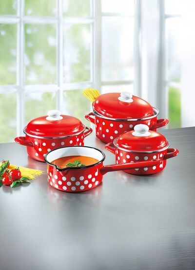 Emaille Kochtopf-Set, 7-teilig 