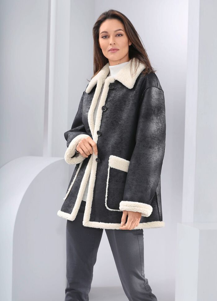 Jacke aus Veloursleder-Imitat 