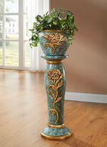 S&auml;ule mit &Uuml;bertopf aus italienischer Keramik 