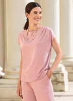 Shirt mit Falten- und Knopfzier 