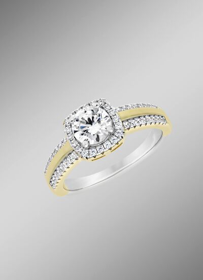 Damenring im Bicolor-Design mit synth. Zirkonia 