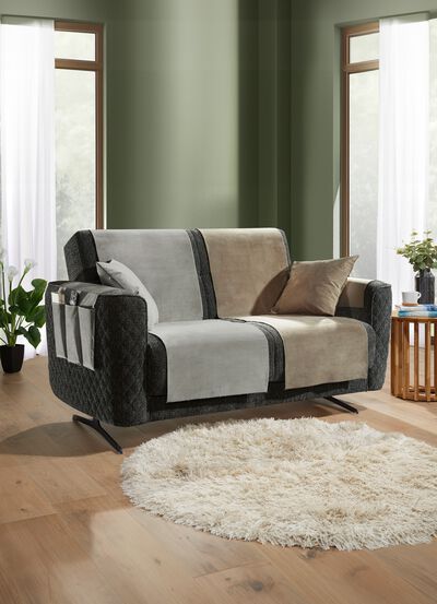 Samtweiche Sessel- und Sofaschoner mit Anti-Rutsch-R&uuml;ckseite 
