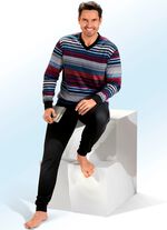 Schlafanzug mit V-Ausschnitt und B&uuml;ndchenabschl&uuml;ssen 