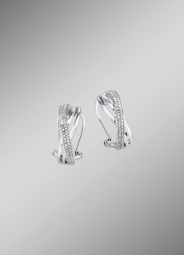 Funkelnde Clipstecker aus Wei&szlig;gold mit 114 Diamanten 