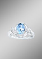 Moderner Damenring mit Blautopas und echt Wei&szlig;topas 