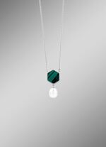 Halskette mit S&uuml;&szlig;wasser-Zuchtperle und echt Malachit 