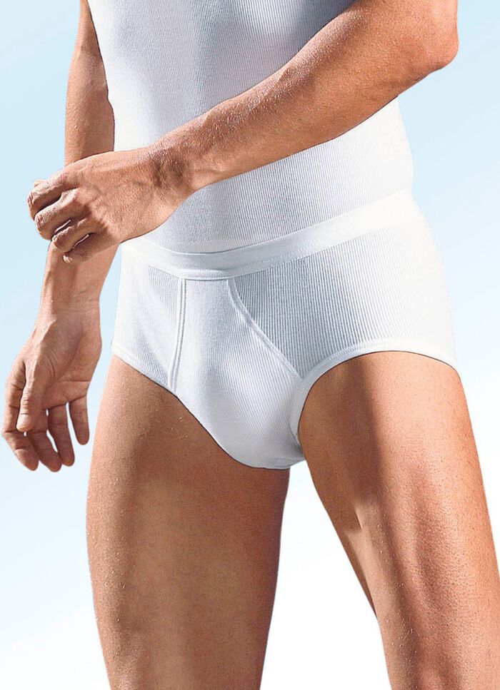 Schiesser Dreierpack Slips aus Doppelripp mit Eingriff, wei&szlig; 