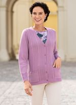 Strickjacke mit feinen Strukturstreifen 