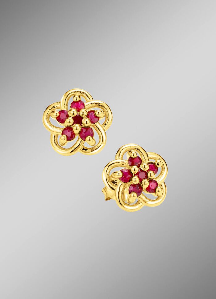Vergoldete Ohrstecker mit echt Rubin 