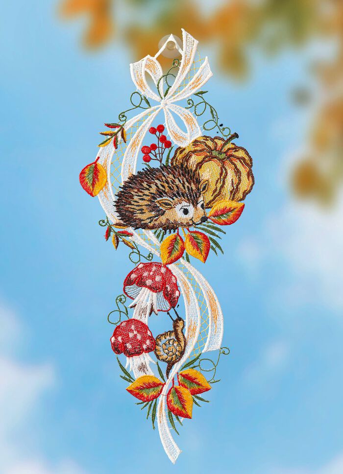 Fensterbild aus Plauener Spitze 