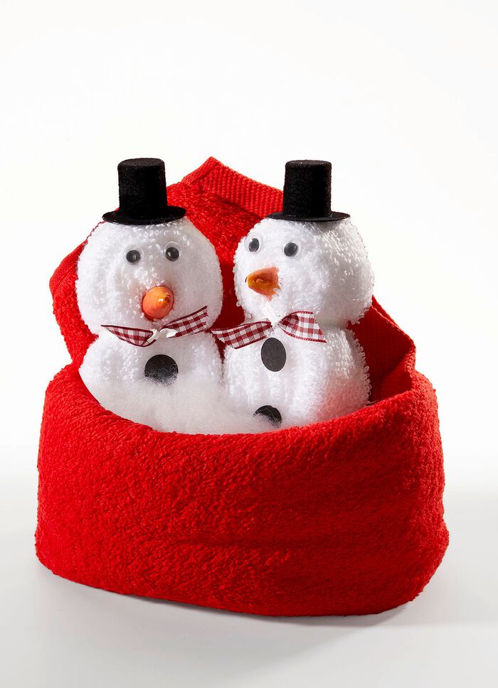 Frottier-Schneemannpaar aus 100% Baumwolle 