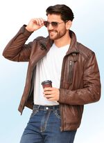 Lederkurzjacke mit Zierstepp 