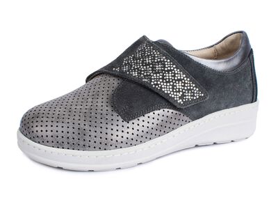 Komfort-Klett-Schuh mit aufwendiger Strassdeko 