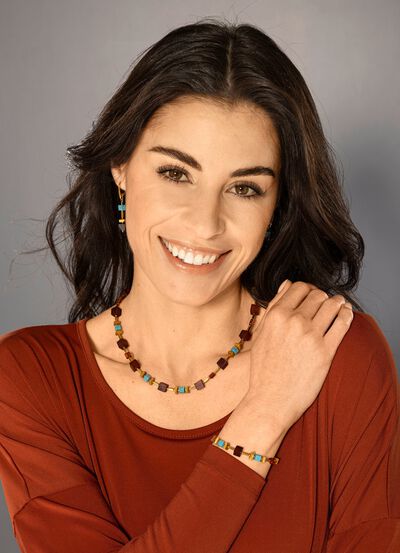 Halskette mit Bernstein und T&uuml;rkis 