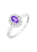 Damenring mit echt Amethyst und synth. Zirkonia 