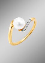Damenring mit S&uuml;&szlig;wasser-Zuchtperle und synth. Zirkonia 