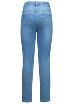 Jeans mit floralen Lochstickereien und Strasssteinchen 