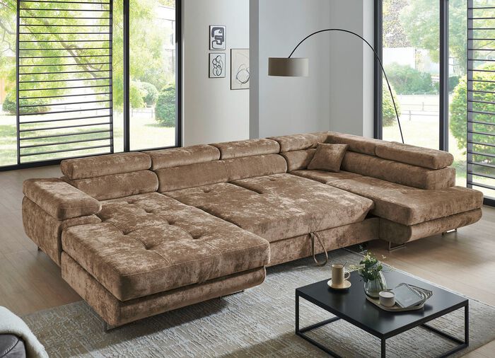 Wohnlandschaft mit Bettfunktion und Bettkasten 