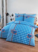 4-teiliges Bettw&auml;sche-Set mit rustikalem Karodessin 