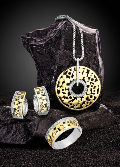 Schicker Anh&auml;nger in Bicolor mit Zirkonia 