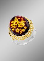 Damenring mit echt Bernstein 