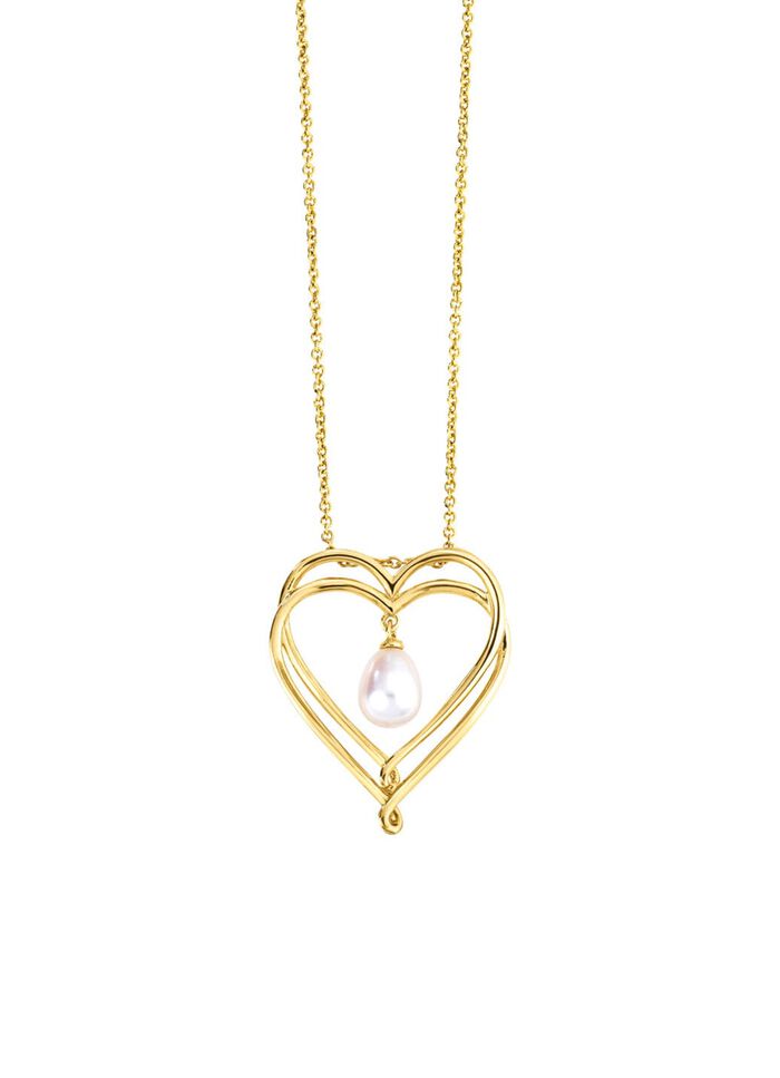 Herz-Anh&auml;nger mit S&uuml;&szlig;wasser-Zuchtperle und Ankerkette 