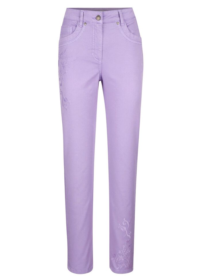 Hose mit floraler Stickerei 