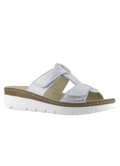 Klett-Pantolette "Cara" aus gepr&auml;gtem Echtleder 