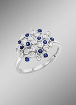 Hochwertiger Damenring mit Safir und Brillanten 